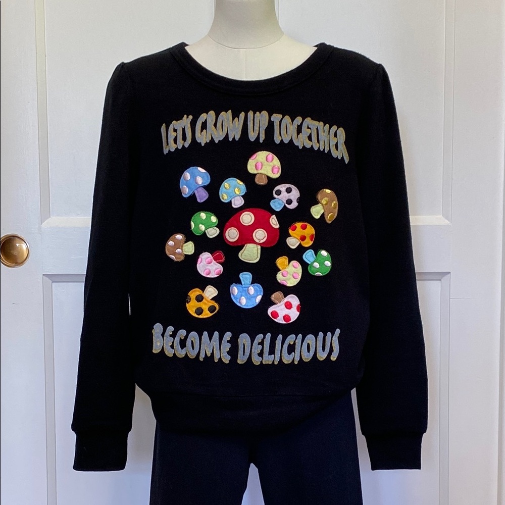 Mushrooms Embellished Crew Neck Sweater